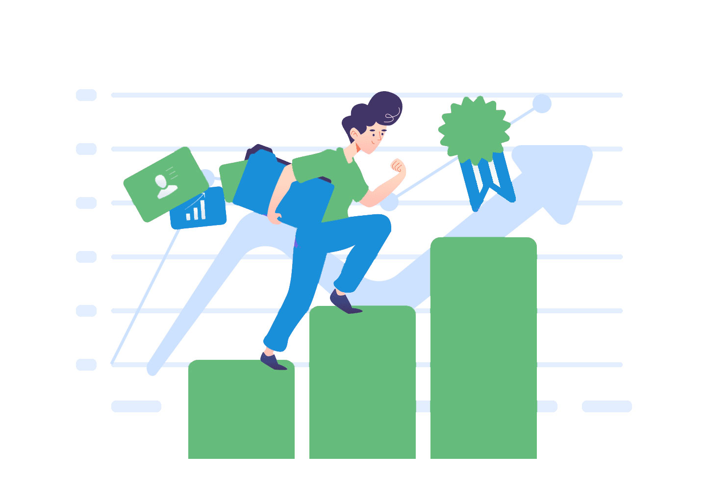Illustration of a person going up when using organikseo for SEO Support Hampshire