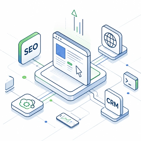 Graphic showing a representation of SEO and Website Design Services