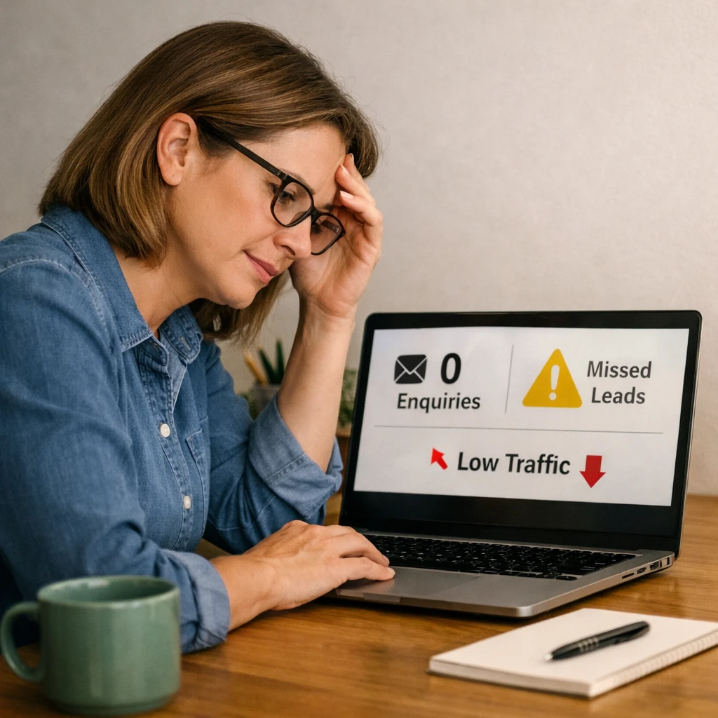 Business owner analysing why a website is not generating enquiries