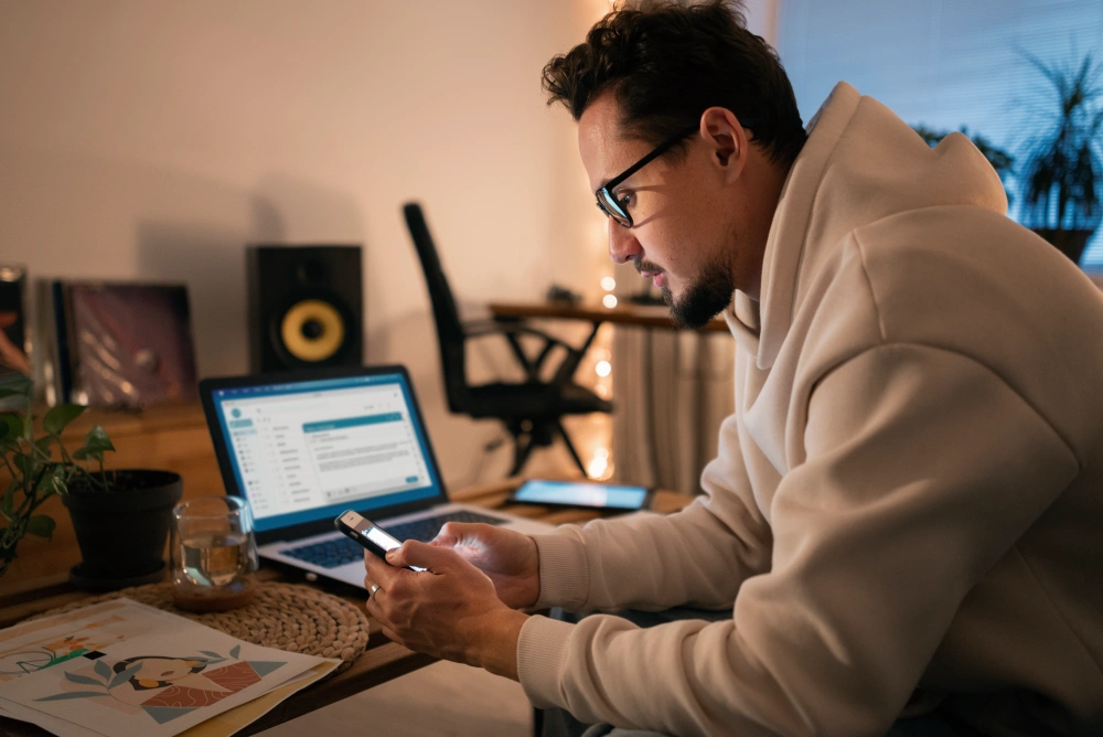 Customer researching businesses using search engines and AI-powered discovery tools